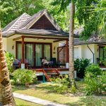 A bungalow surrounded by trees