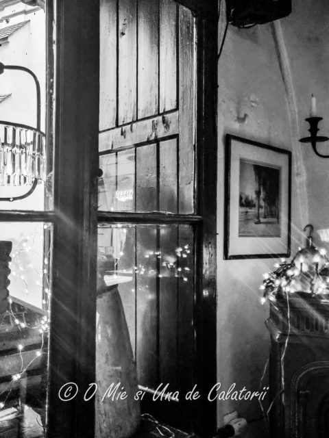 A black and white image of the interior