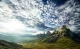 a dramatic image with mountain peaks in the Dolomites