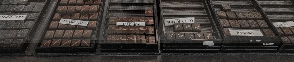 Geneva Chocolate shop interior, various sweets on display