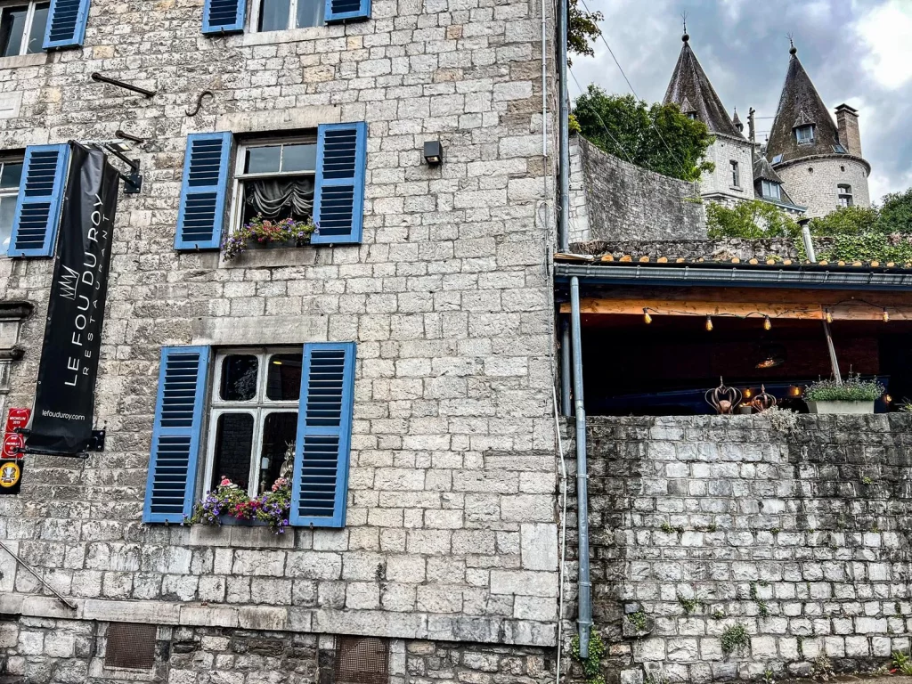 Belgium Durbuy close up with a house and some towers