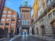 Denmark, a wide shot of the entrance to the Carlsberg Breweries in Copenhagen.
